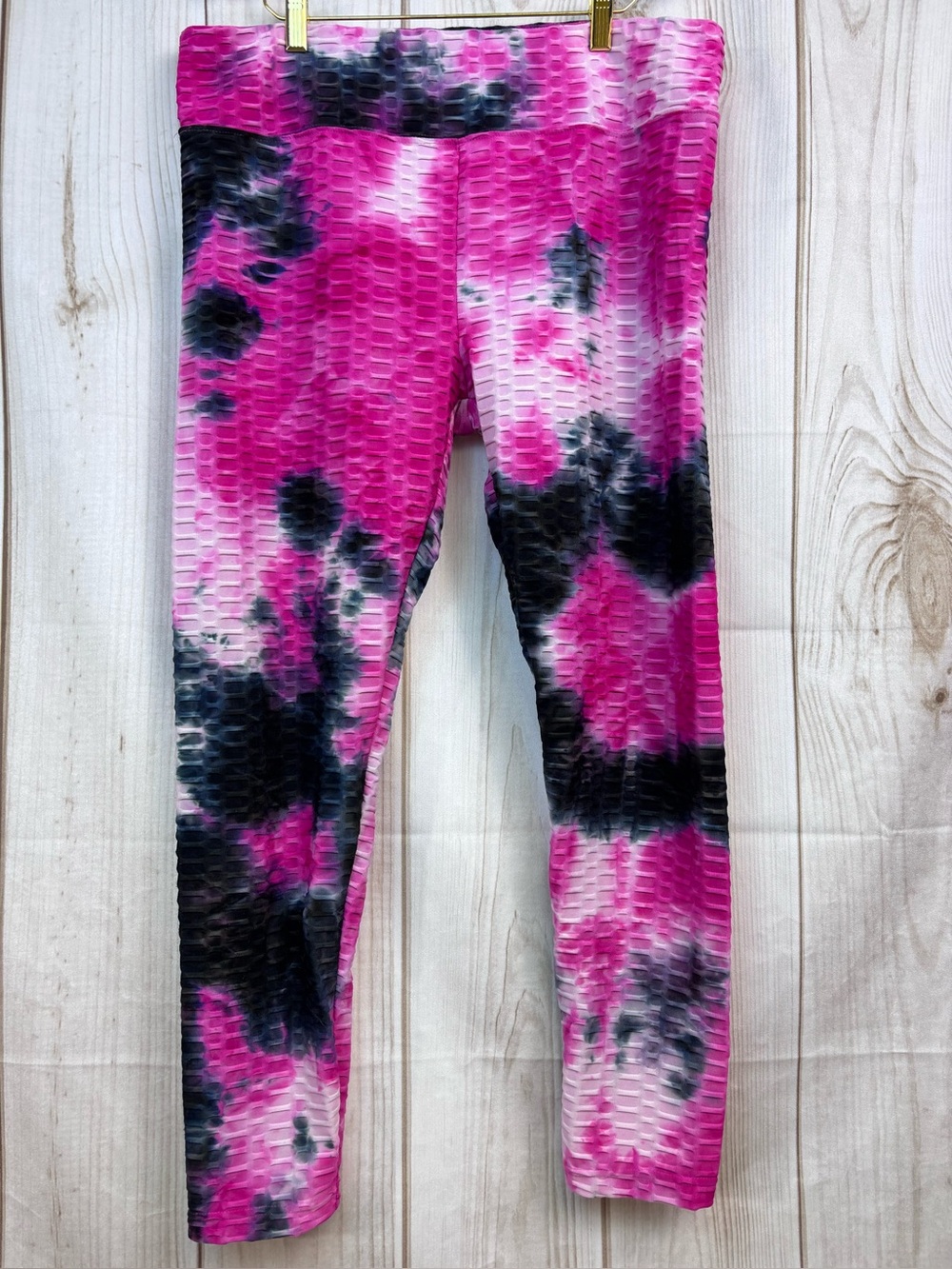 NoBo TikTok Leggings Honeycomb Butt-Lift Seam Comfort Tie-Dye Black Pink Sz 3XL